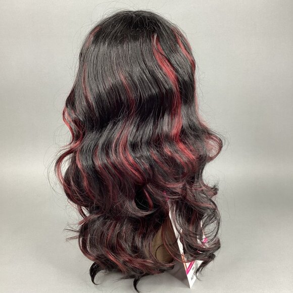 Angel Wig #F1B/118 Off Black Burgundy Long Body Wave Classic Cap Adjustable Synt - Picture 3 of 9